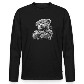 Teddybär - Männer Premium Bio Langarmshirt - Schwarz - Vorne - Nico (187cm)