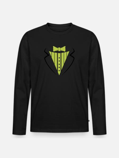 Suit Texedo - Men's Premium Organic Long Sleeve Shirt - black