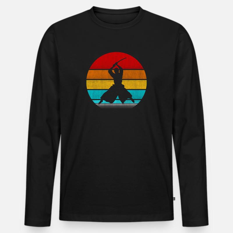 Samurai - Männer Premium Bio Langarmshirt - Schwarz