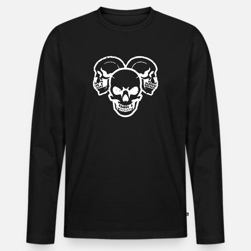 Drei grinsende Vector Schädel - Männer Premium Bio Langarmshirt - Schwarz