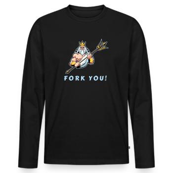 Fork You / Fuck You - T-shirt manches longues Premium bio Homme - noir - Devant - Nico (187cm)