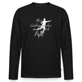 Lieblingsspieler Papa weiß - Männer Premium Bio Langarmshirt - Schwarz - Vorne - Nico (187cm)