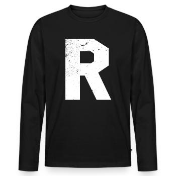 R --- Ronny, Ralf, Ronald, Rainer, Rolf - - Men's Premium Organic Long Sleeve Shirt - black - Front - Nico (187cm)