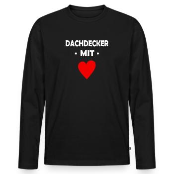 Dachdecker mit Herz - Männer Premium Bio Langarmshirt - Schwarz - Vorne - Nico (187cm)