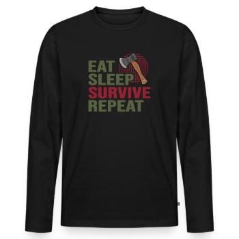 Bushcraft Survival Wild Outdoor Camp - Men's Premium Organic Long Sleeve Shirt - black - Front - Nico (187cm)