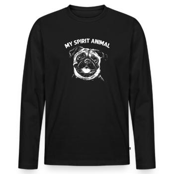 Mein Geisttier Mops Lustige Hundemama und Hund Papa - Männer Premium Bio Langarmshirt - Schwarz - Vorne - Nico (187cm)