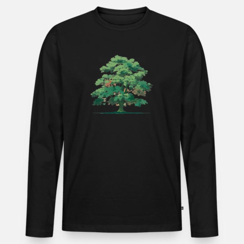 Baum - Männer Premium Bio Langarmshirt - Schwarz