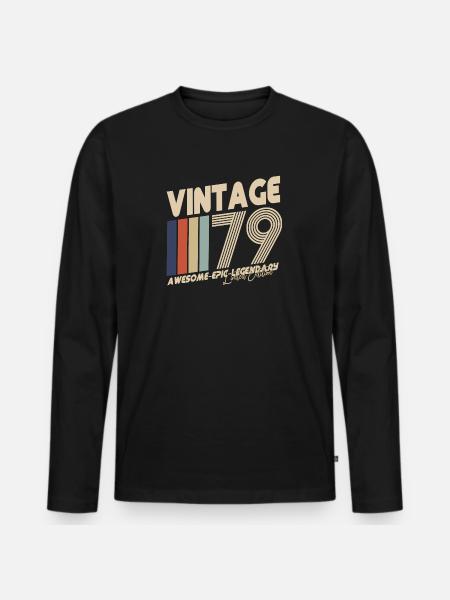 1979 - Männer Premium Bio Langarmshirt - Schwarz