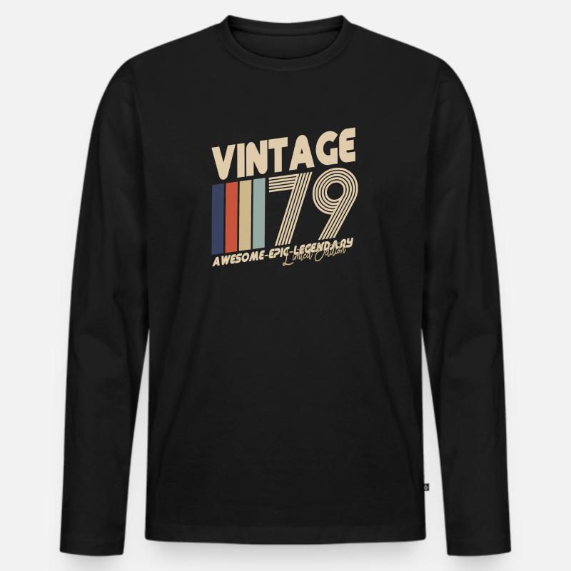 1979 - Männer Premium Bio Langarmshirt - Schwarz