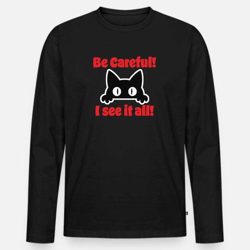 Be Careful - Männer Premium Bio Langarmshirt - Schwarz