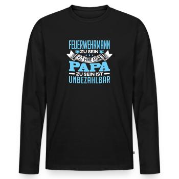 FEUERWEHRMANN und Papa - Männer Premium Bio Langarmshirt - Schwarz - Vorne - Nico (187cm)