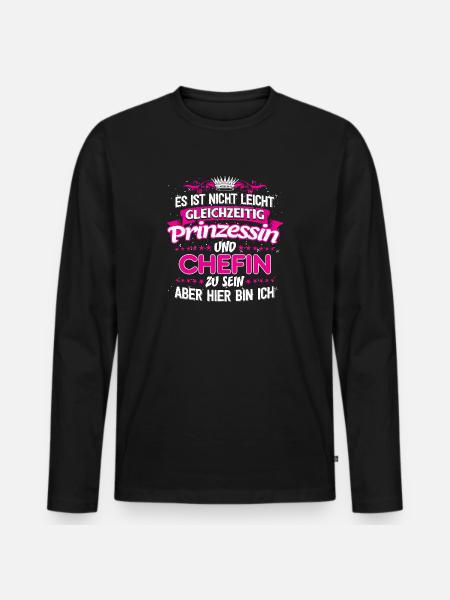 CHEFIN - gleichzeitig Prinzessin - Männer Premium Bio Langarmshirt - Schwarz