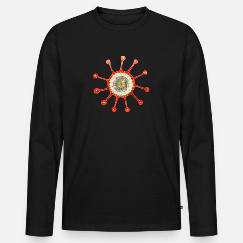Mandala-Blume 3 - Männer Premium Bio Langarmshirt - Schwarz