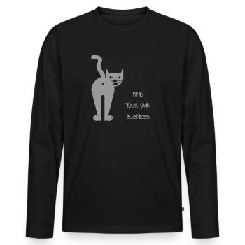 Arrogant cat - Mind your own business - Ass - Men's Premium Organic Long Sleeve Shirt - black - Front - Nico (187cm)