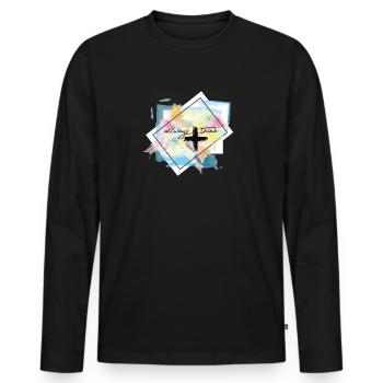 think positive - Men's Premium Organic Long Sleeve Shirt - black - Front - Nico (187cm)