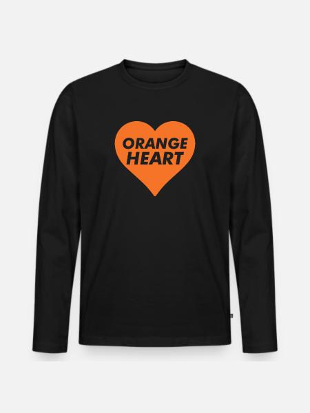 Orange Heart - Men's Premium Organic Long Sleeve Shirt - black