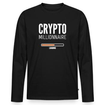 Crypto Millionaire Loading Argent Bitcoin Humour - T-shirt manches longues Premium bio Homme - noir - Devant - Nico (187cm)