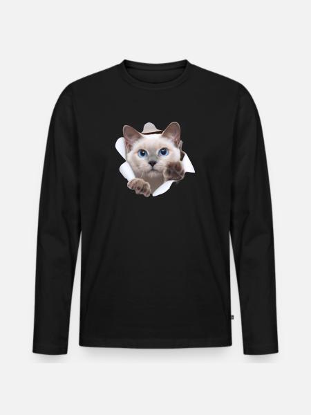 Bébé chat du monde caché - T-shirt manches longues Premium bio Homme - noir