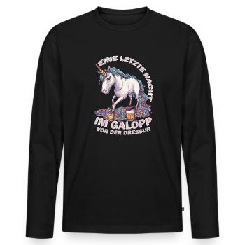 JGA | Eine letzte Nacht im Galopp, vor der Dressur - Männer Premium Bio Langarmshirt - Schwarz - Vorne - Nico (187cm)