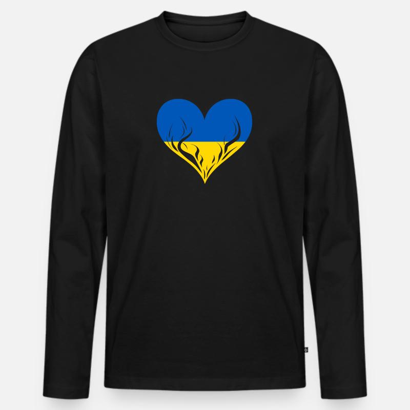 Ukraine Herz - Männer Premium Bio Langarmshirt - Schwarz