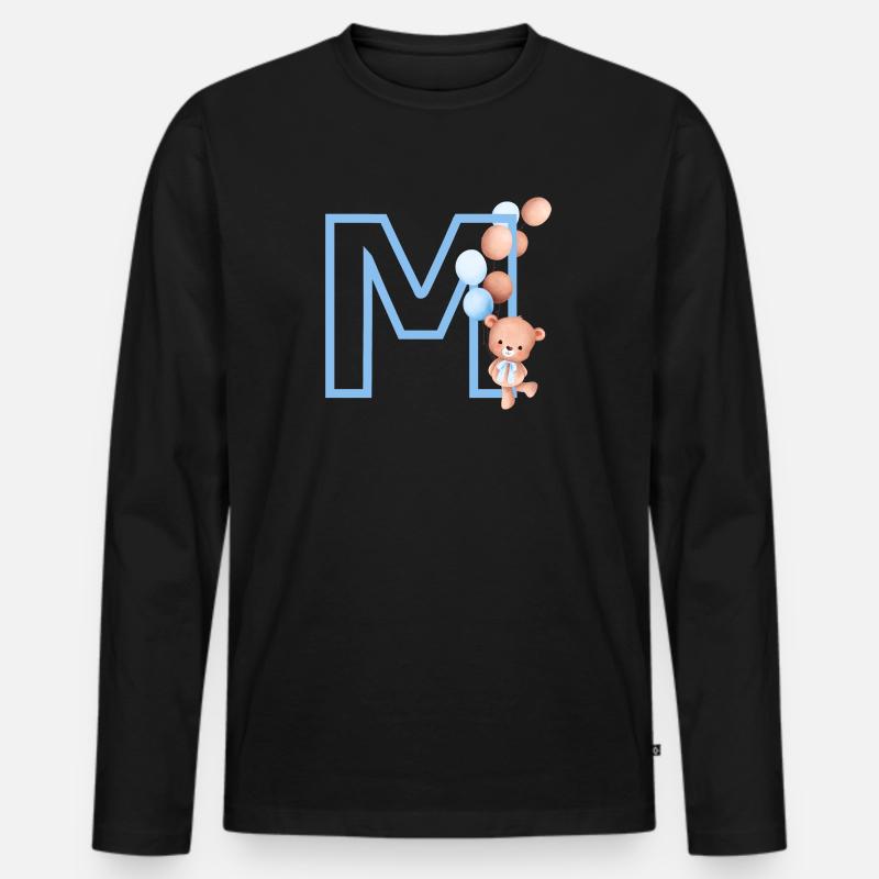 Buchstabe M Blauer Bär - Männer Premium Bio Langarmshirt - Schwarz