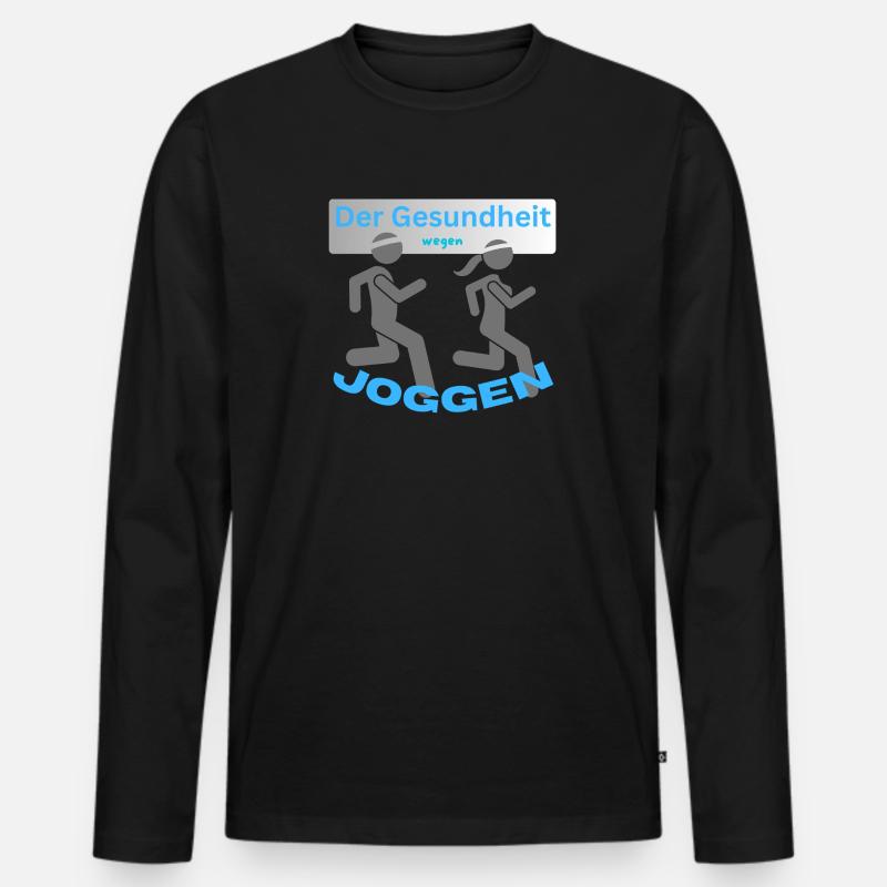 Joggen - Männer Premium Bio Langarmshirt - Schwarz