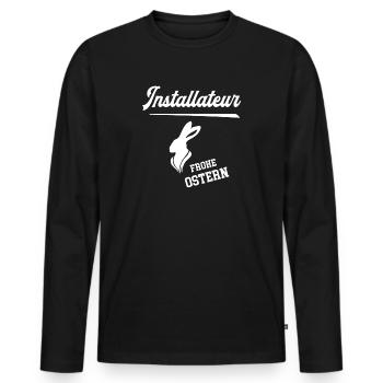 Installateur Frohe Ostern Ostergeschenk Klempner - Männer Premium Bio Langarmshirt - Schwarz - Vorne - Nico (187cm)