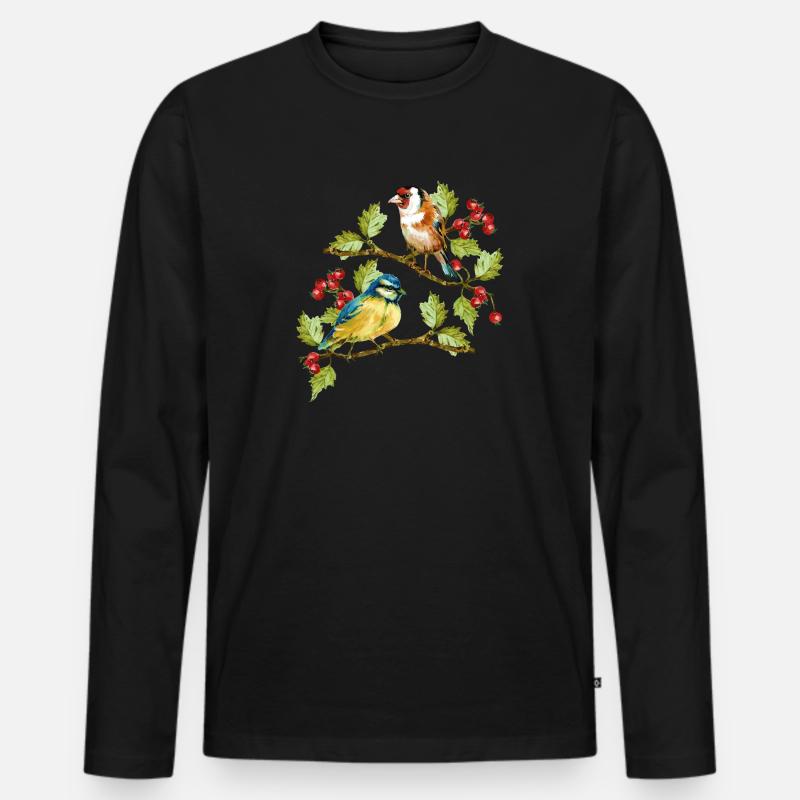 Die Vögel - Männer Premium Bio Langarmshirt - Schwarz