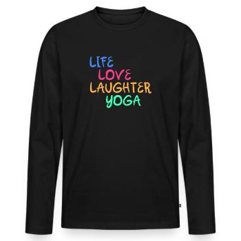 Lachyoga Smile Live Love Humor Gift - Men's Premium Organic Long Sleeve Shirt - black - Front - Nico (187cm)