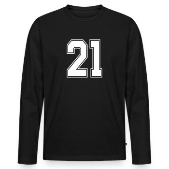 21 sport jersey number, jersey, 21 back number - Men's Premium Organic Long Sleeve Shirt - black - Front - Nico (187cm)