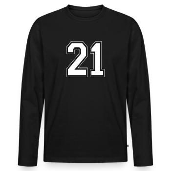 21 sport jersey number, jersey, 21 back number - Men's Premium Organic Long Sleeve Shirt - black - Front - Nico (187cm)