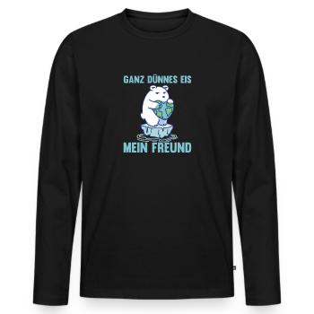 Polar bear thin ice my friend funny - Men's Premium Organic Long Sleeve Shirt - black - Front - Nico (187cm)