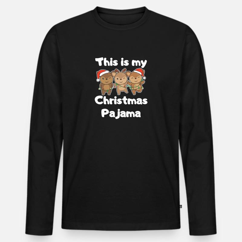 Reh Weihnachts Schlafanzug - Männer Premium Bio Langarmshirt - Schwarz