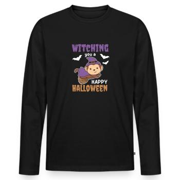 Sorcières singes Sorcières Sorcières vous sorcière un joyeux Halloween - T-shirt manches longues Premium bio Homme - noir - Devant - Nico (187cm)