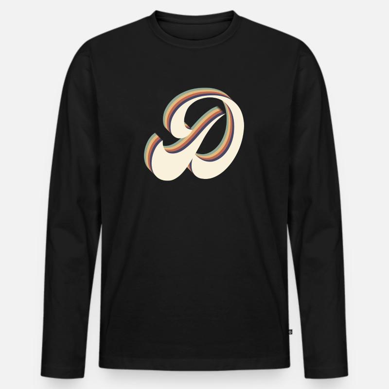 Buchstabe D - Männer Premium Bio Langarmshirt - Schwarz