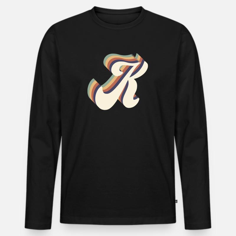 Buchstabe K - Männer Premium Bio Langarmshirt - Schwarz