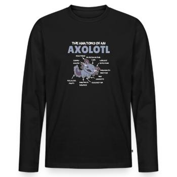 Axolotl Explication Anatomie d’un Axolotl - T-shirt manches longues Premium bio Homme - noir - Devant - Nico (187cm)