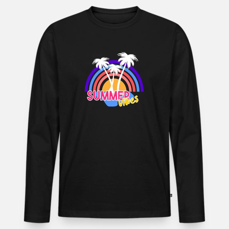 Summer Vibes - Männer Premium Bio Langarmshirt - Schwarz