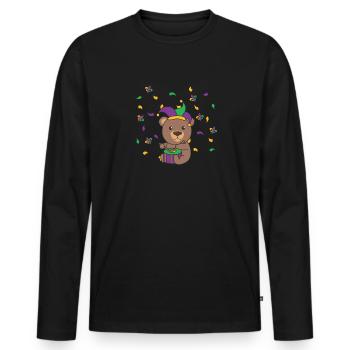 Fasching Bär mit Trommel Faschings Kostüm - Männer Premium Bio Langarmshirt - Schwarz - Vorne - Nico (187cm)