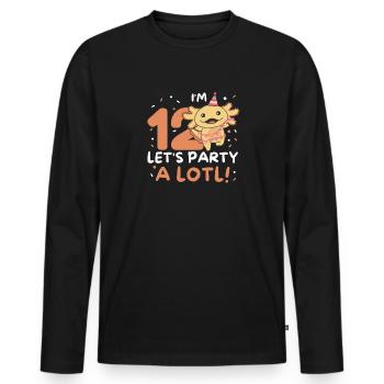12ème anniversaire Axolotl douze ans doux Axolotls - T-shirt manches longues Premium bio Homme - noir - Devant - Nico (187cm)