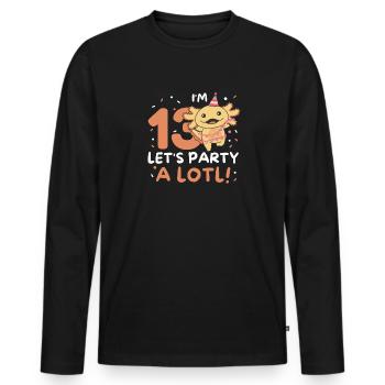 13ème anniversaire Axolotl Treize ans Mignon Axolotls - T-shirt manches longues Premium bio Homme - noir - Devant - Nico (187cm)
