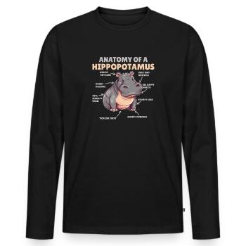 Explication de l’hippopotame doux Anatomie d’un hippopotame - T-shirt manches longues Premium bio Homme - noir - Devant - Nico (187cm)
