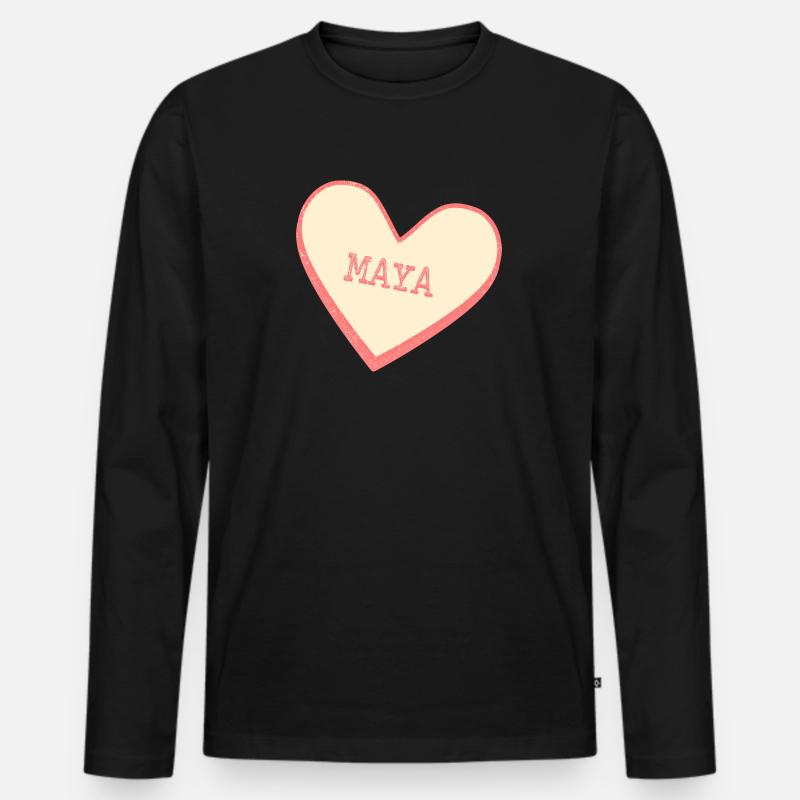 Maya - Männer Premium Bio Langarmshirt - Schwarz