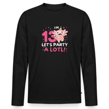 13e anniversaire Axolotl Treize ans Sweet Axolotls - T-shirt manches longues Premium bio Homme - noir - Devant - Nico (187cm)