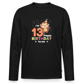 Singe pour les enfants de treize ans - T-shirt manches longues Premium bio Homme - noir - Devant - Nico (187cm)