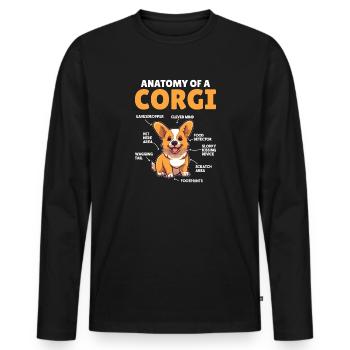 Explication du chien Anatomie d’un Corgi - T-shirt manches longues Premium bio Homme - noir - Devant - Nico (187cm)