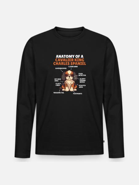 Hunde Erklärung Anatomy eines Cavalier King - Männer Premium Bio Langarmshirt - Schwarz