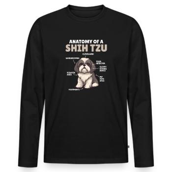 Explication du chien Anatomie d’un Shih Tzu - T-shirt manches longues Premium bio Homme - noir - Devant - Nico (187cm)