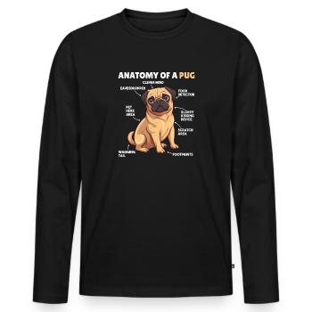 Explication du chien Anatomie d’un carlin - T-shirt manches longues Premium bio Homme - noir - Devant - Nico (187cm)