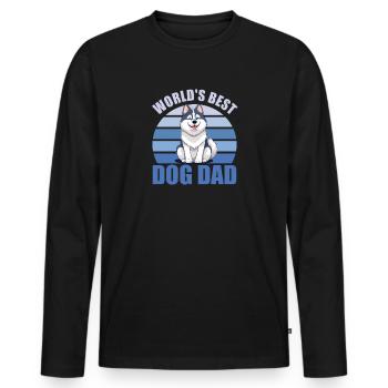 Meilleur chien au monde papa mignon Husky - T-shirt manches longues Premium bio Homme - noir - Devant - Nico (187cm)